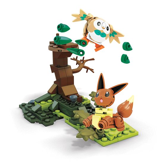 Mega Construx Pokémon Rowlet contra Eevee