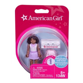 Mega Bloks American Girl Minifigura con top blanco y falda morada